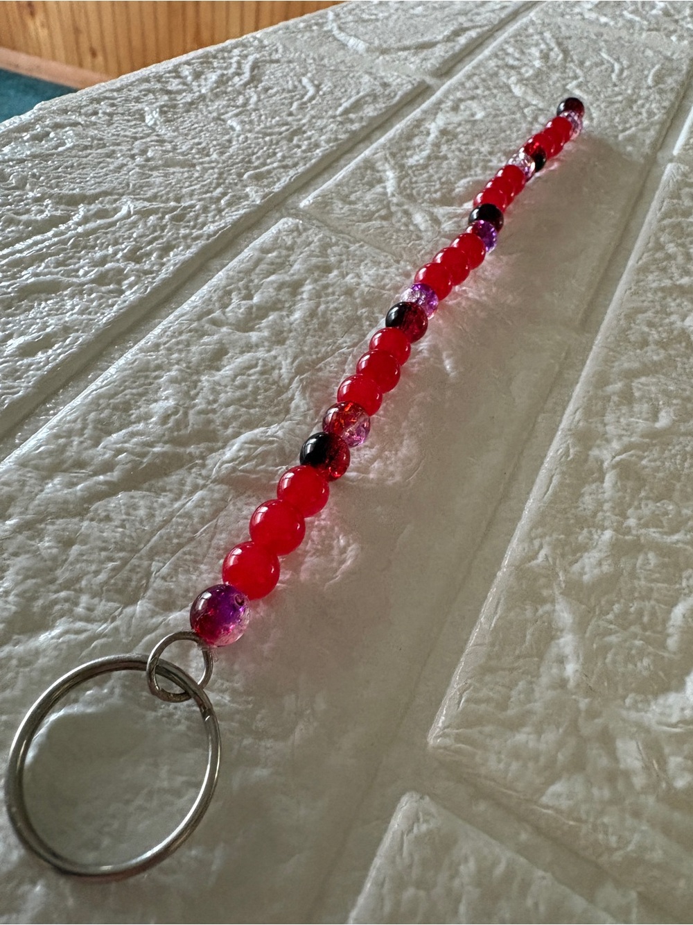 Beaded Red Wristlet Keychain - Women's Jewelry 8 inches